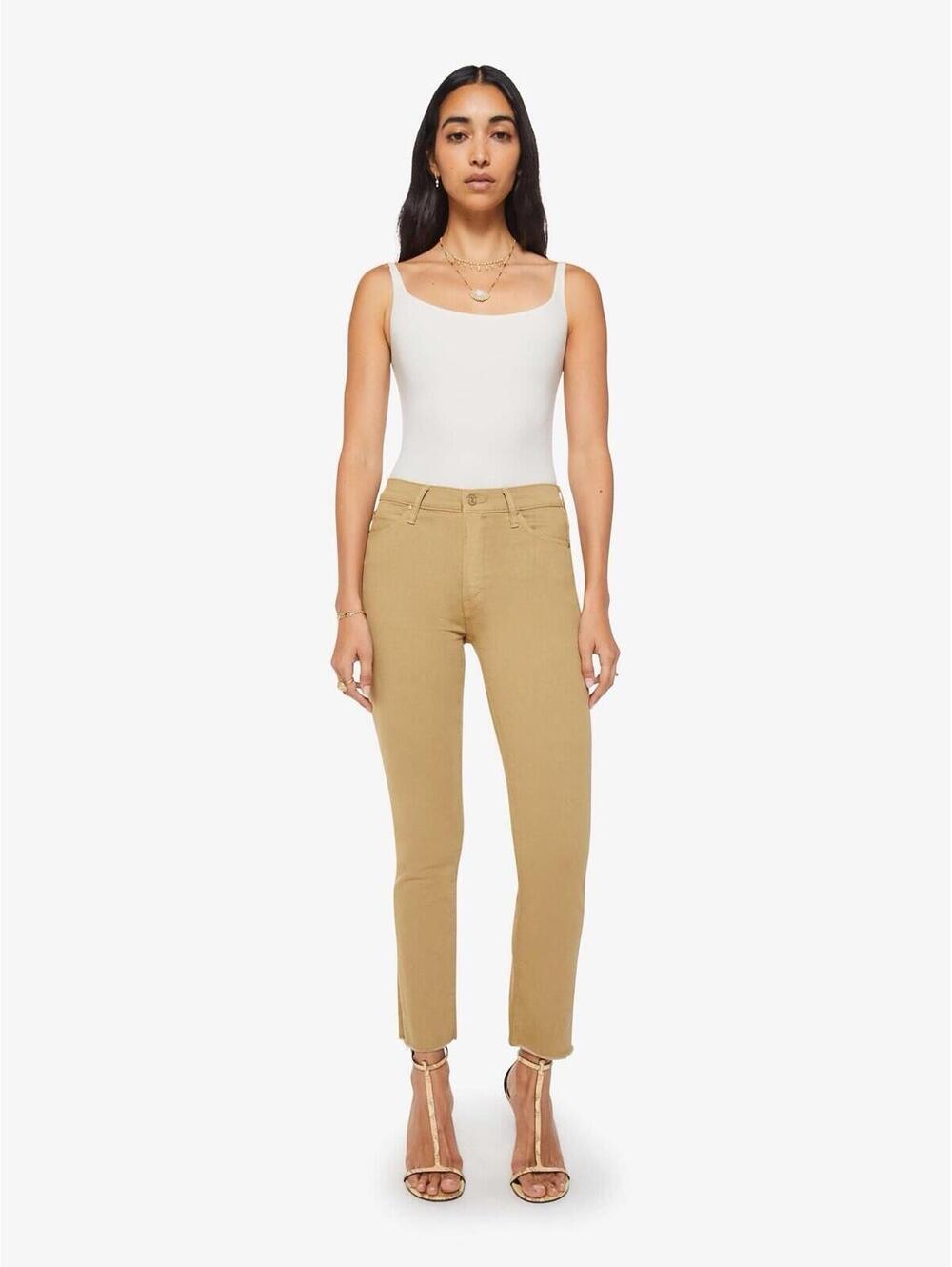 Mother Jeans Women's The Mid Rise Dazzler Ankle Fray in Prairie Sand Sz 30